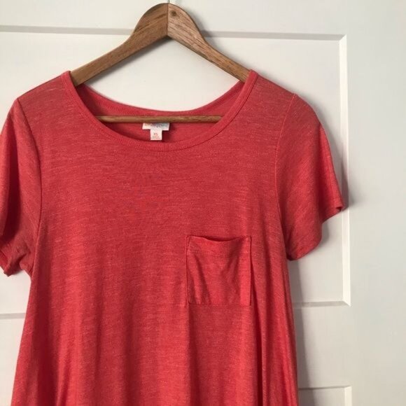 Lularoe Carly Solid Pink Short Sleeve Dress Sz XS - Picture 10 of 10